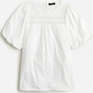 J. Crew Lace Trim Puff Sleeve Top